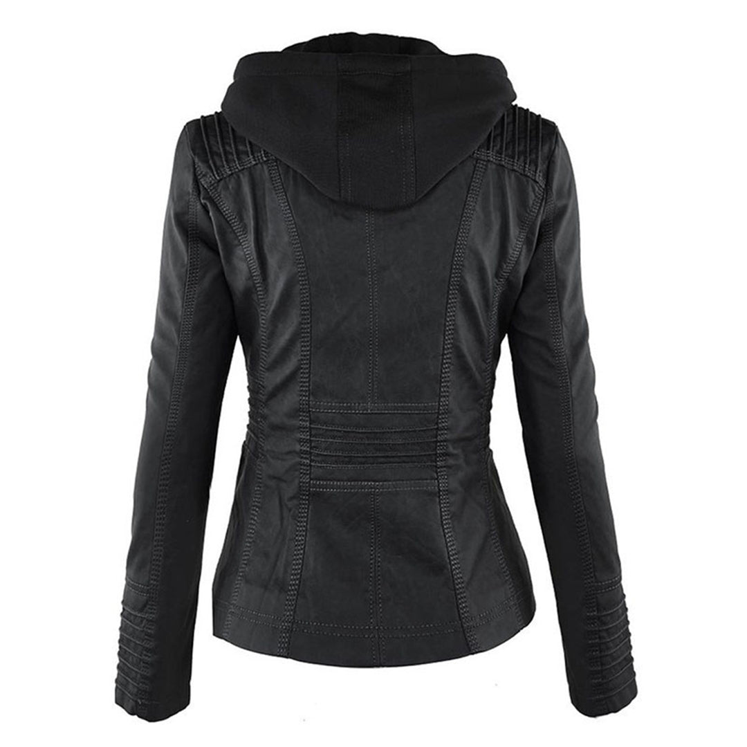 Cecille – Moderne Lederjacke mit Kapuze
