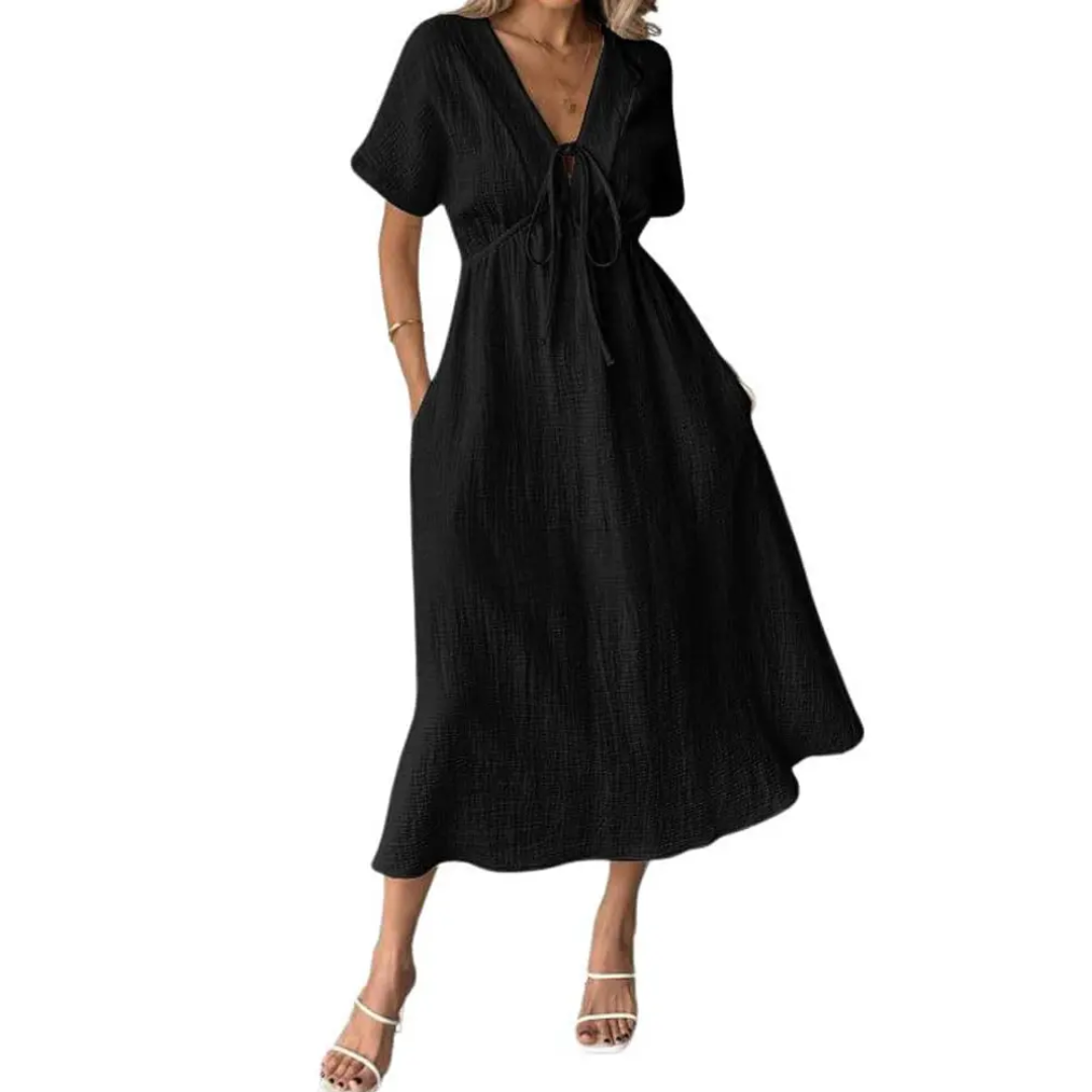 Brianna - Lässiges Maxikleid mit V-Ausschnitt