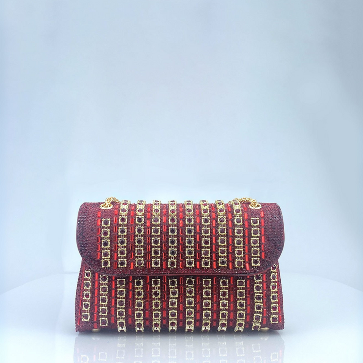 Lenny – Schicke Schultertasche mit Kette und farbigen Diamanten