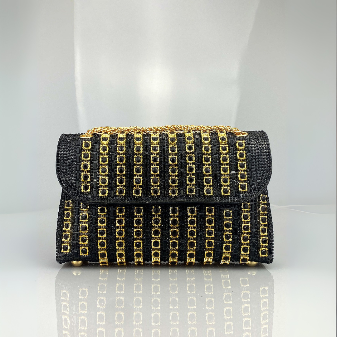Lenny – Schicke Schultertasche mit Kette und farbigen Diamanten
