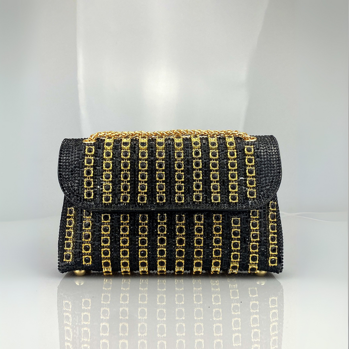 Lenny – Schicke Schultertasche mit Kette und farbigen Diamanten