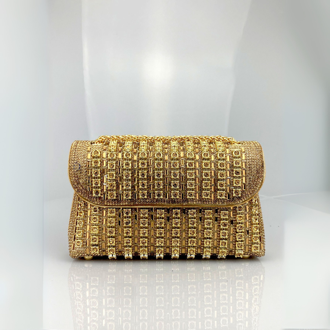Lenny – Schicke Schultertasche mit Kette und farbigen Diamanten