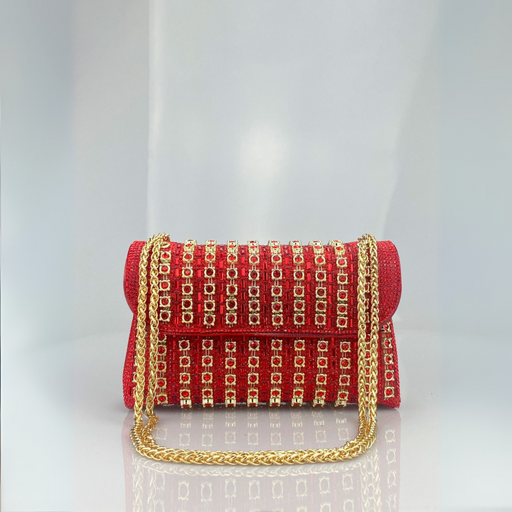 Lenny – Schicke Schultertasche mit Kette und farbigen Diamanten