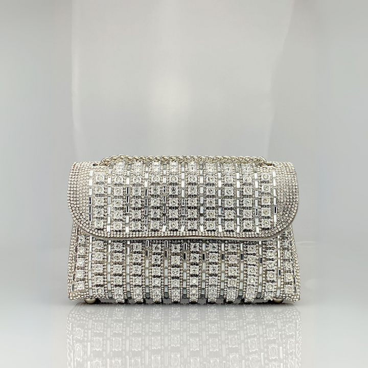 Lenny – Schicke Schultertasche mit Kette und farbigen Diamanten