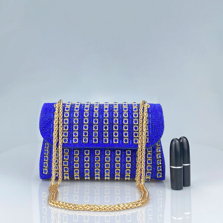 Lenny – Schicke Schultertasche mit Kette und farbigen Diamanten