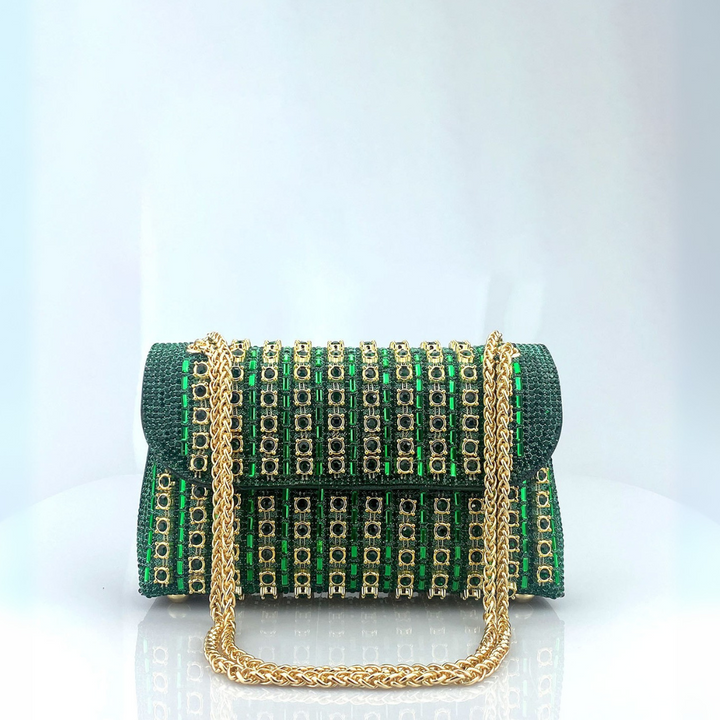 Lenny – Schicke Schultertasche mit Kette und farbigen Diamanten