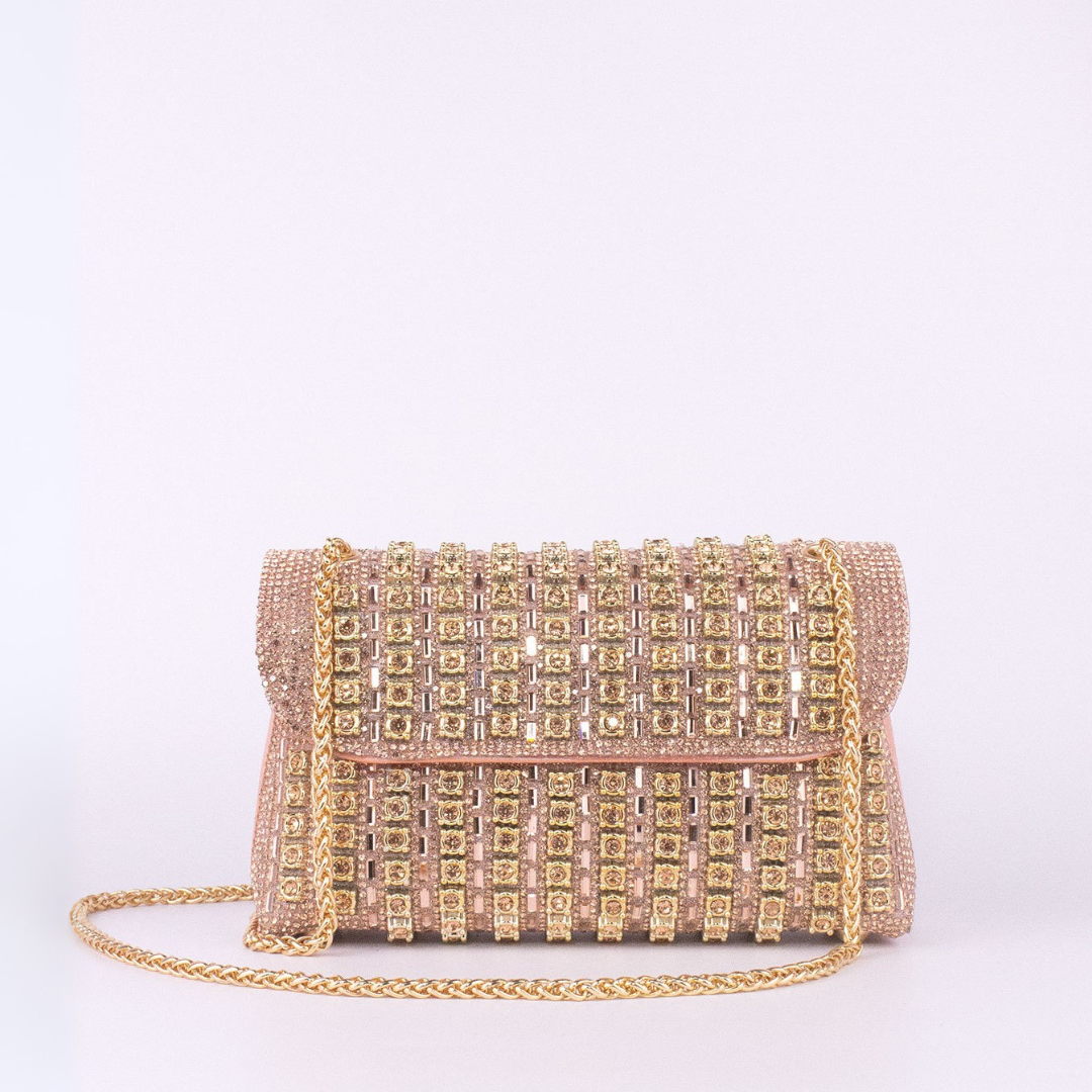 Lenny – Schicke Schultertasche mit Kette und farbigen Diamanten