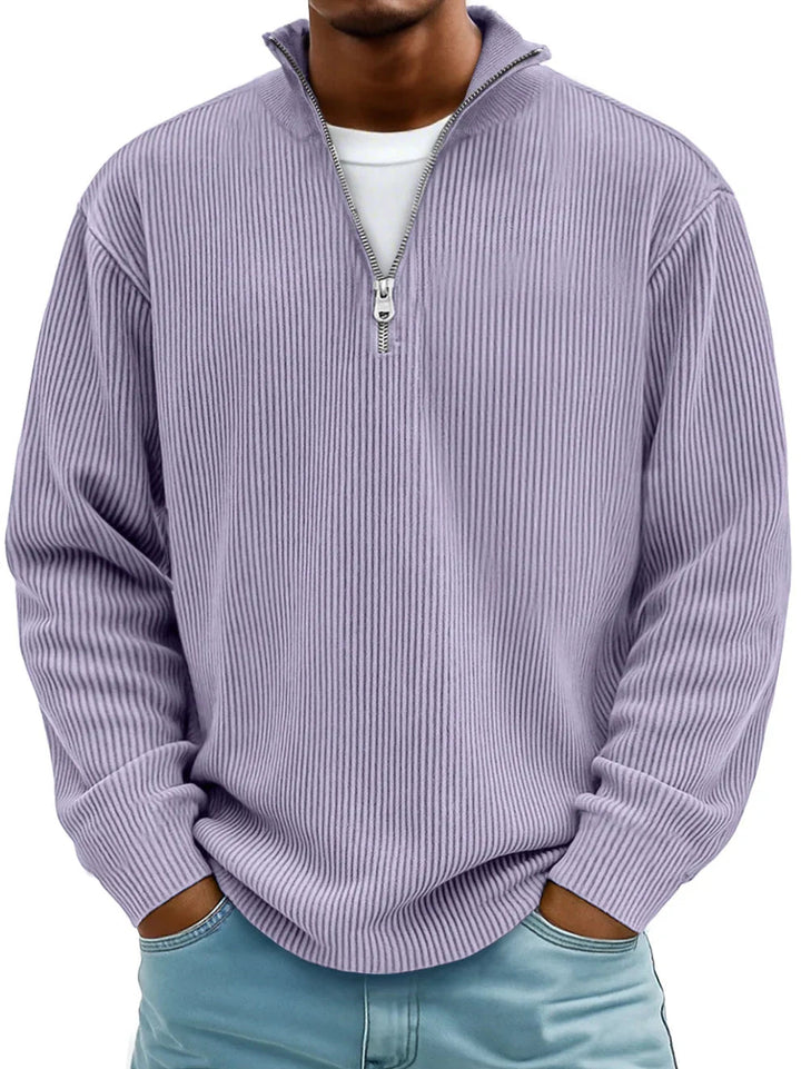Grayson - Gerippter Pullover mit Reißverschlusskragen