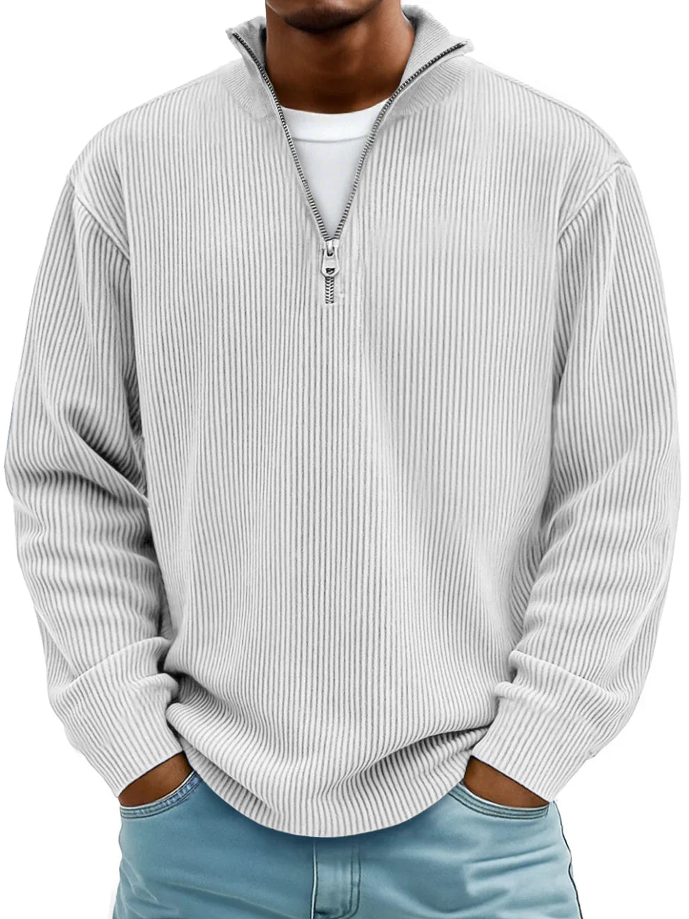 Grayson - Gerippter Pullover mit Reißverschlusskragen