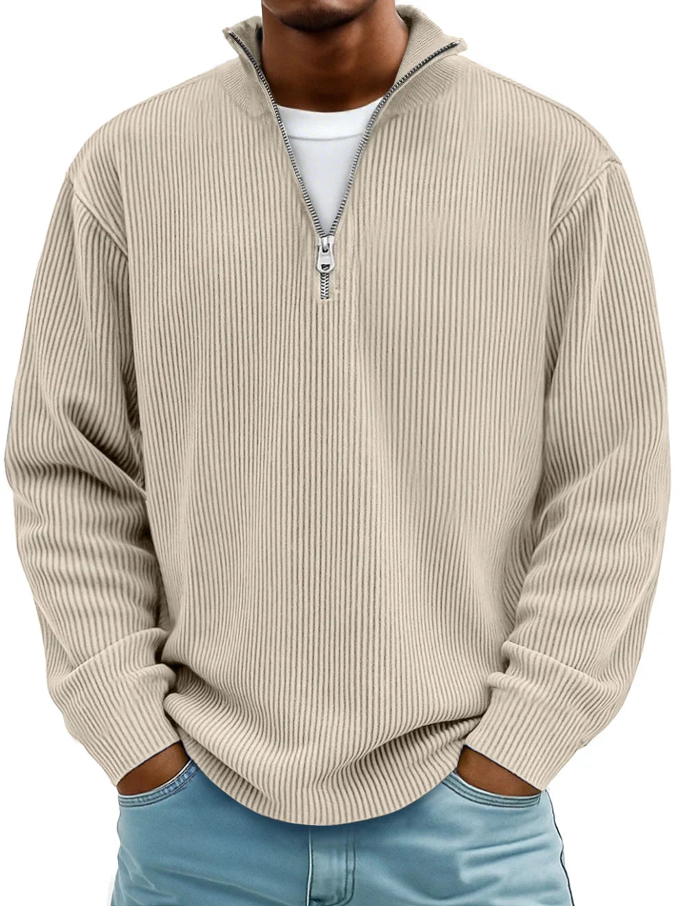 Grayson - Gerippter Pullover mit Reißverschlusskragen