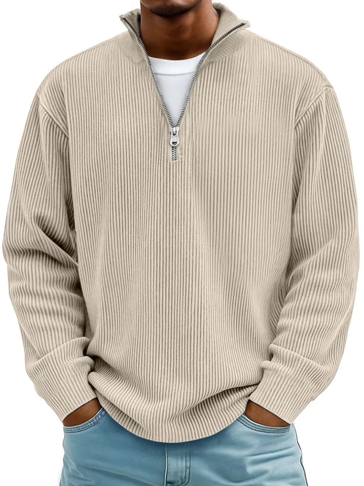 Grayson - Gerippter Pullover mit Reißverschlusskragen