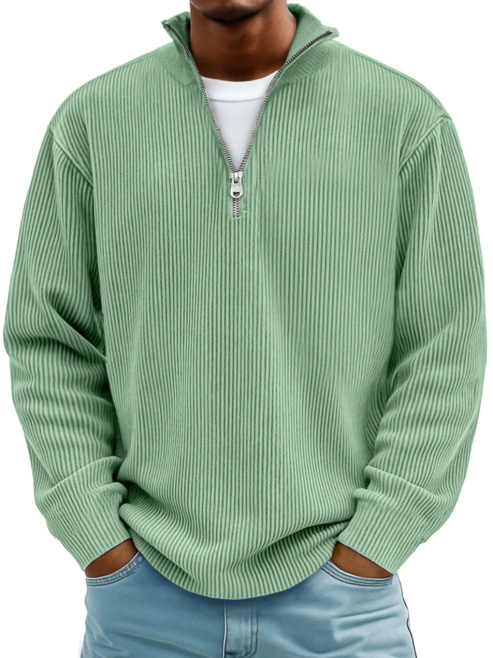 Grayson - Gerippter Pullover mit Reißverschlusskragen
