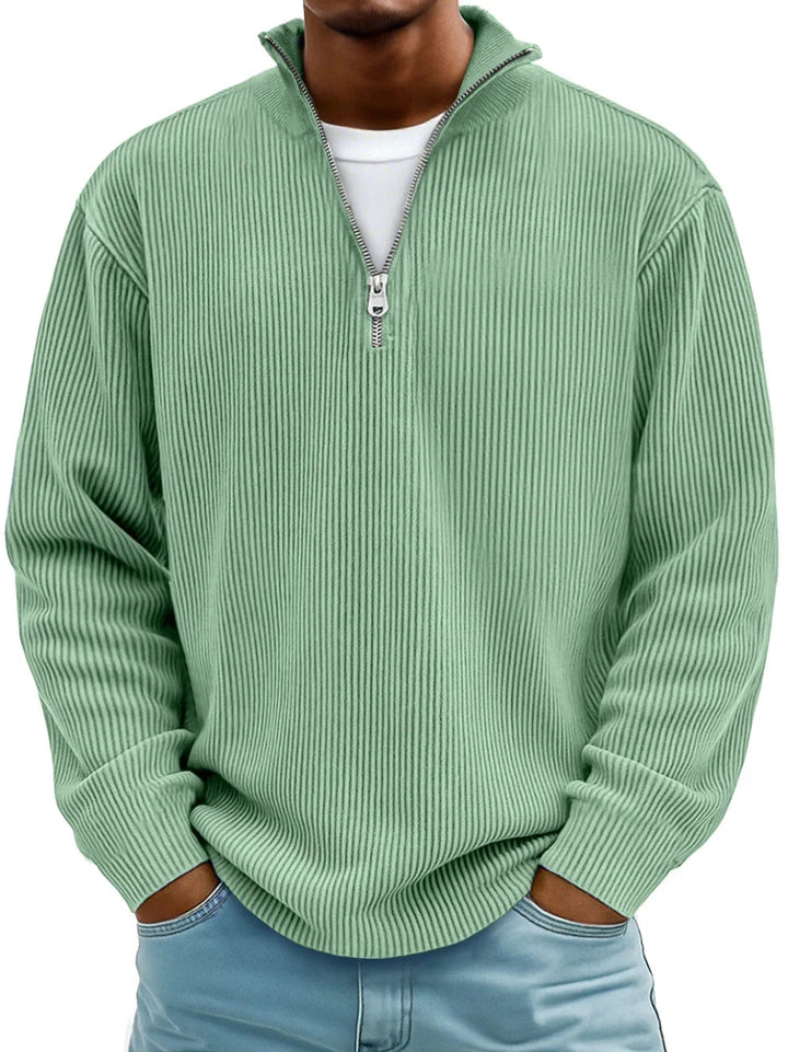 Grayson - Gerippter Pullover mit Reißverschlusskragen