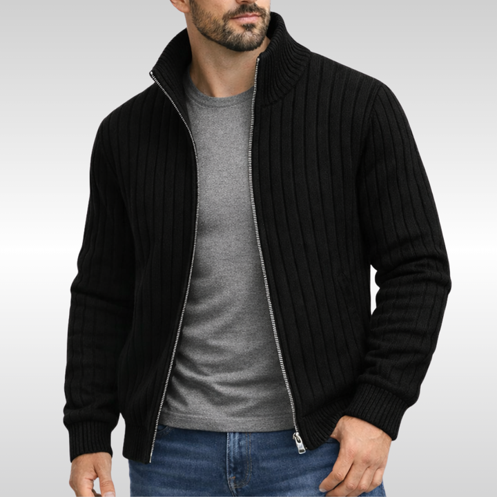 Richie – Klassische gerippte Zip-Strickjacke