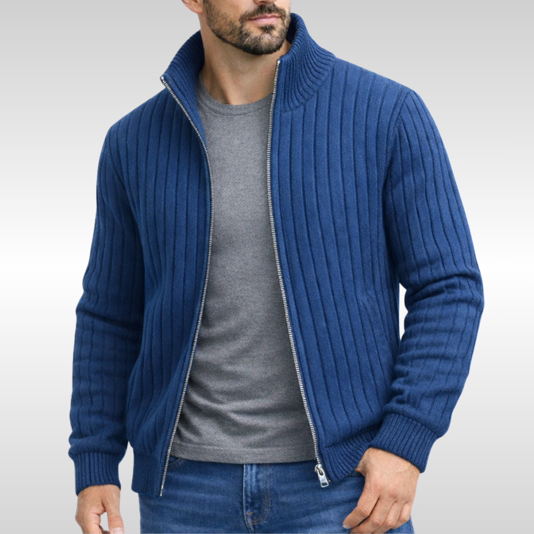 Richie – Klassische gerippte Zip-Strickjacke