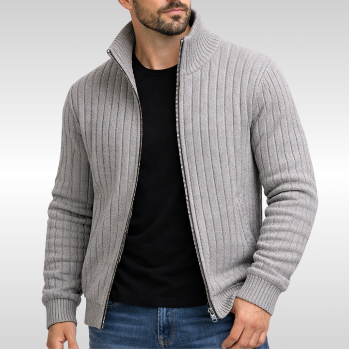 Richie – Klassische gerippte Zip-Strickjacke