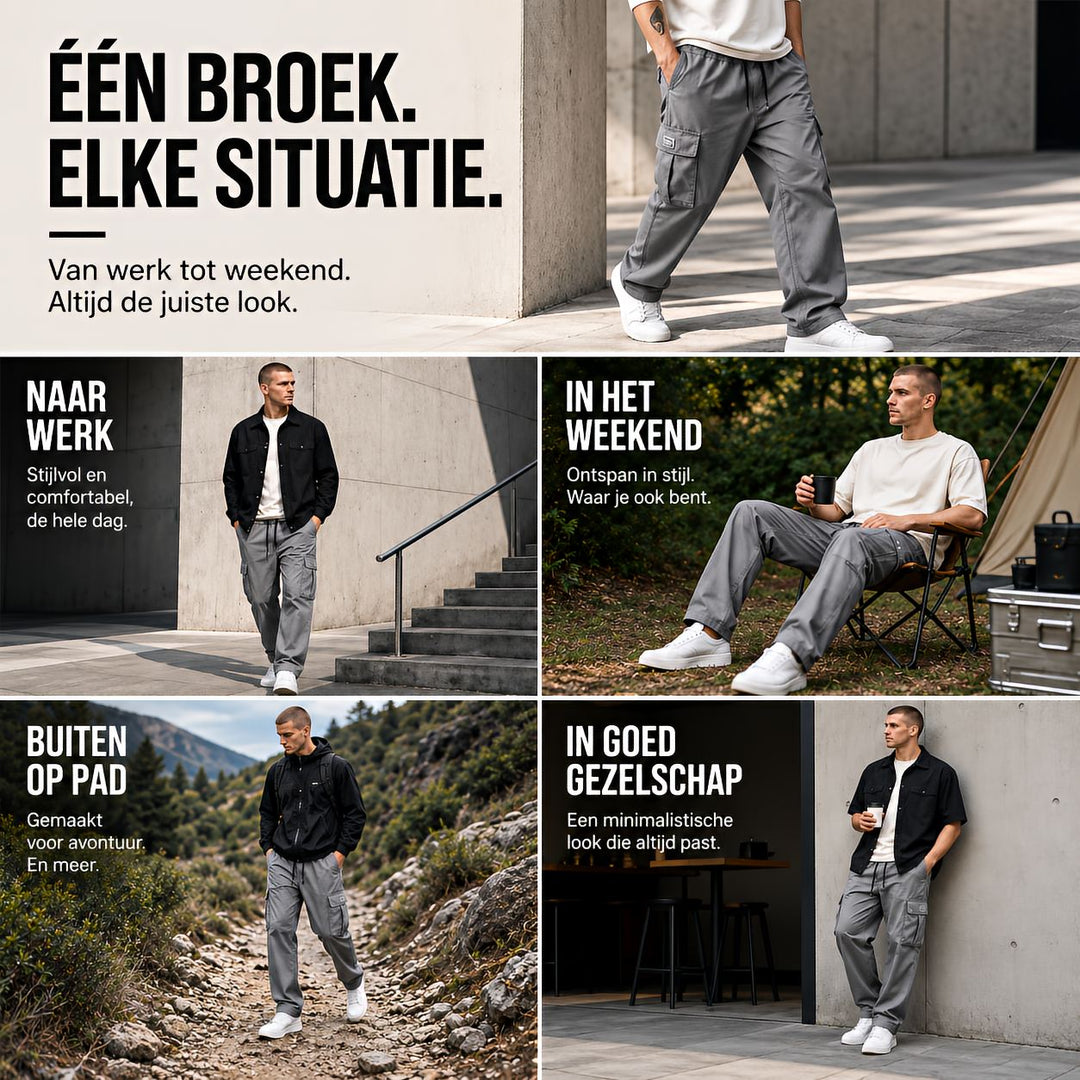 Heren cargobroek | Relaxed fit met veel zakken | 1+1 GRATIS