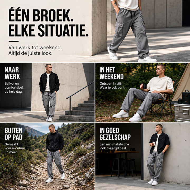 Heren cargobroek | Relaxed fit met veel zakken | 1+1 GRATIS