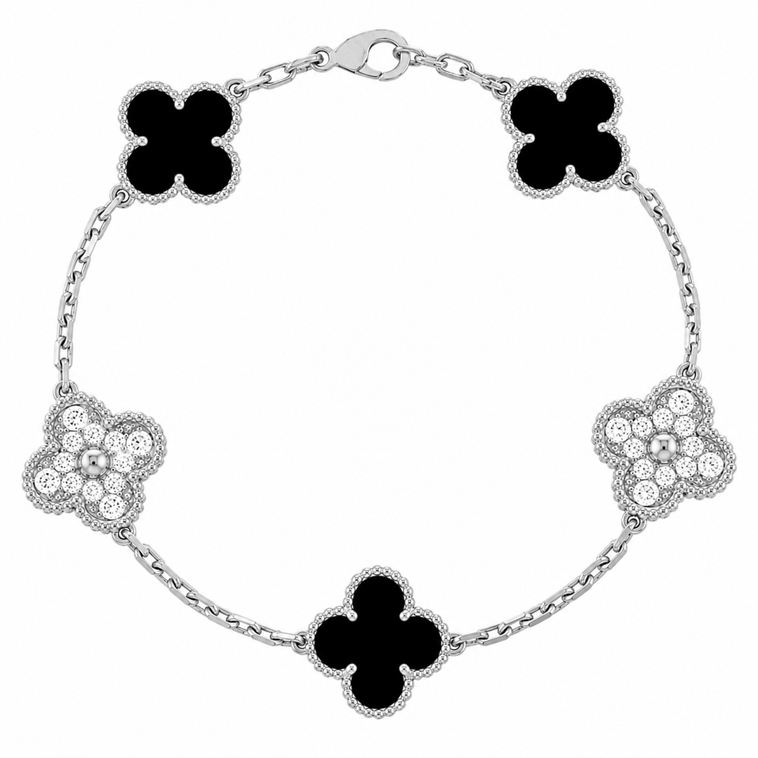 KLEEBLATT | Schwarzes/Silbernes Prestige-Armband