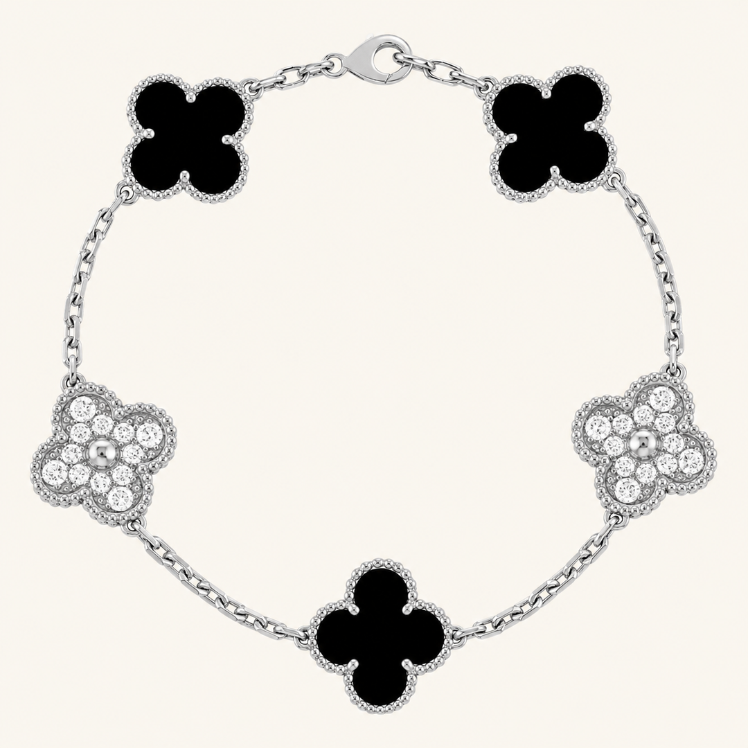 KLEEBLATT | Schwarzes/Silbernes Prestige-Armband
