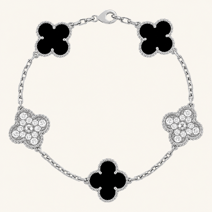 KLEEBLATT | Schwarzes/Silbernes Prestige-Armband