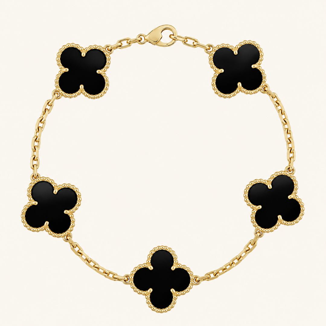 KLEEBLATT | Schwarz/Gold Armband