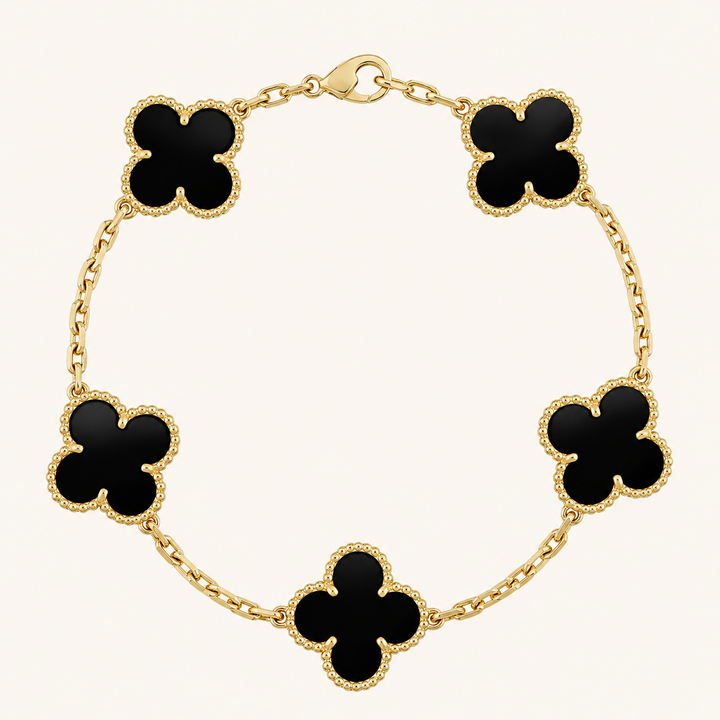 KLEEBLATT | Schwarz/Gold Armband