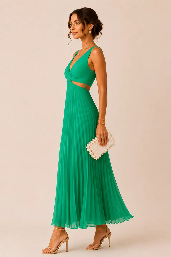 Eilene – Elegantes Maxikleid in Plissee-Optik
