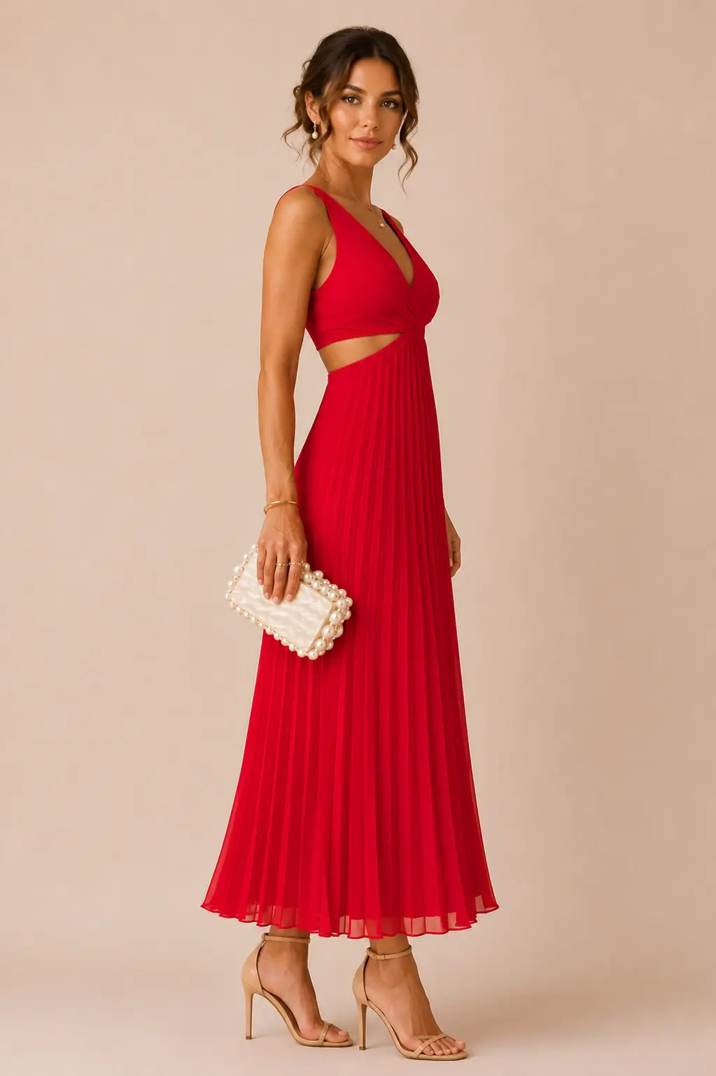Eilene – Elegantes Maxikleid in Plissee-Optik