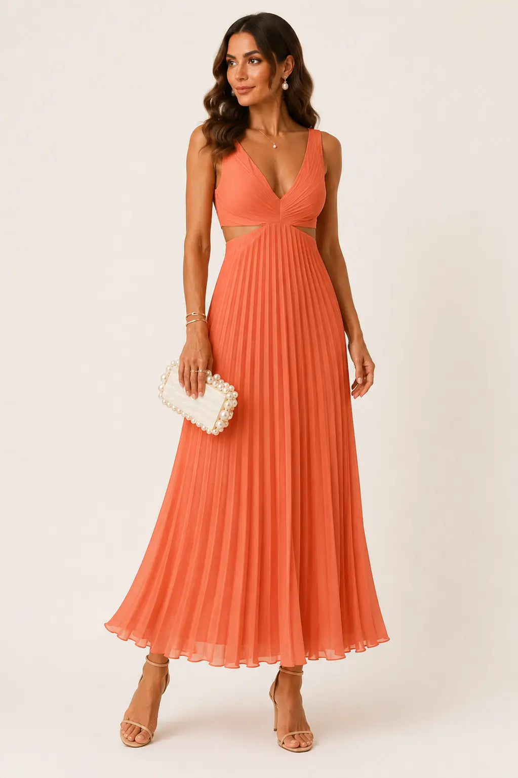 Eilene – Elegantes Maxikleid in Plissee-Optik