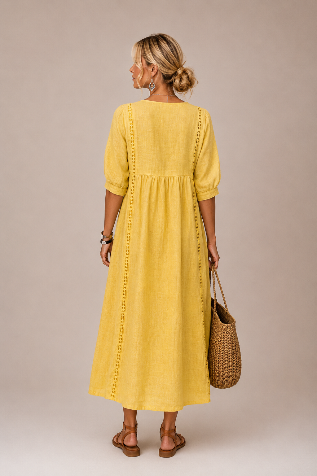Ciara – Midikleid aus Leinenmischgewebe