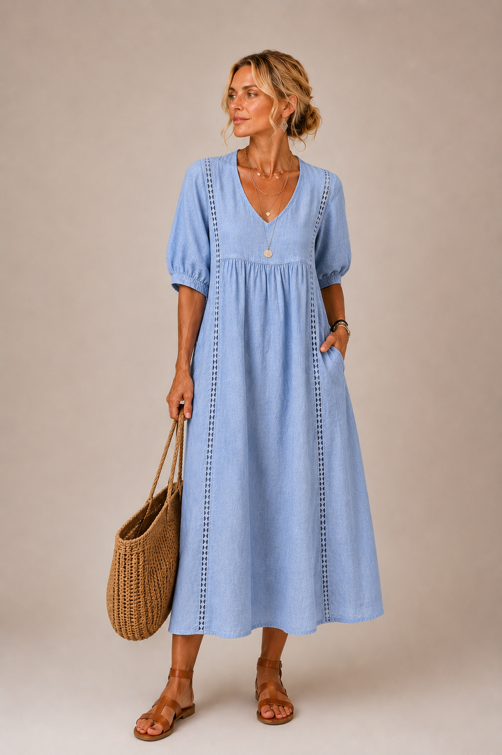 Ciara – Midikleid aus Leinenmischgewebe