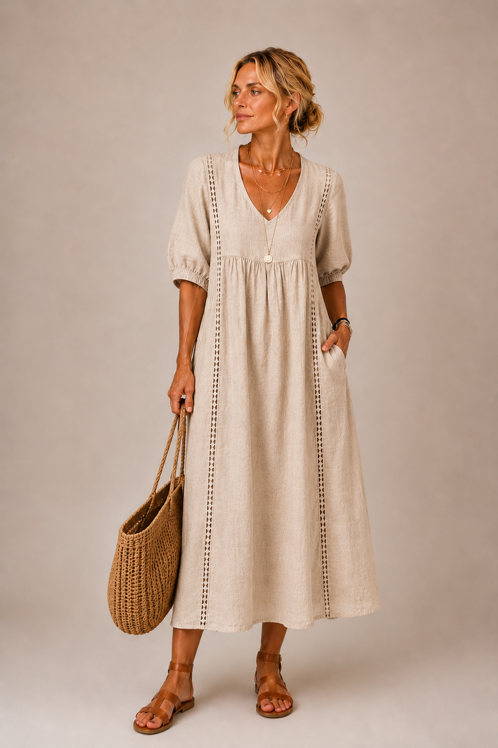 Ciara – Midikleid aus Leinenmischgewebe