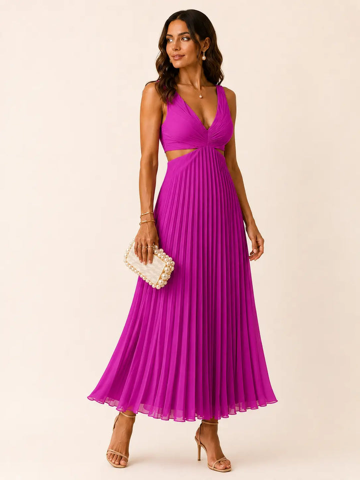 Eilene – Elegantes Maxikleid in Plissee-Optik