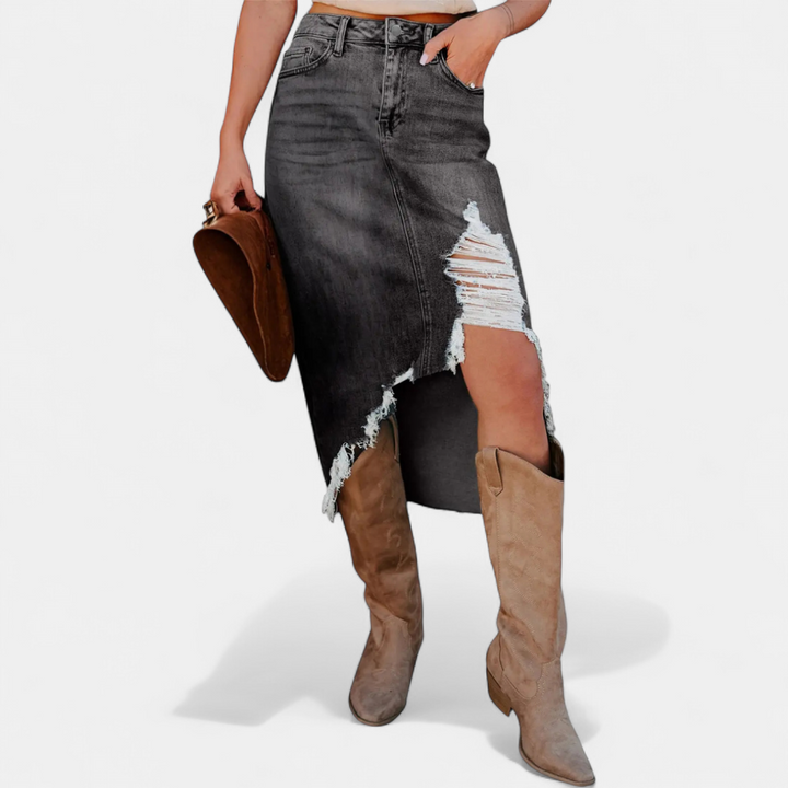 Blake – Lässiger Jeans-Maxirock mit hoher Taille
