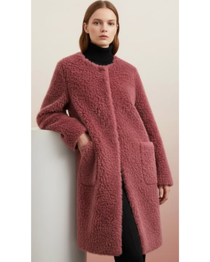 Cecille – Teddy-Mantel aus echtem Lammfell