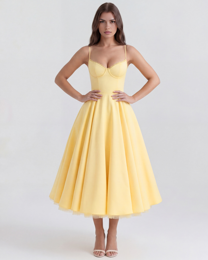 Celene – Midi-Kleid aus Satin mit Tüllrock