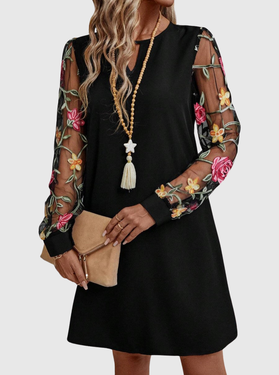 Jaia – Elegantes Minikleid mit Blumendruck und V-Ausschnitt