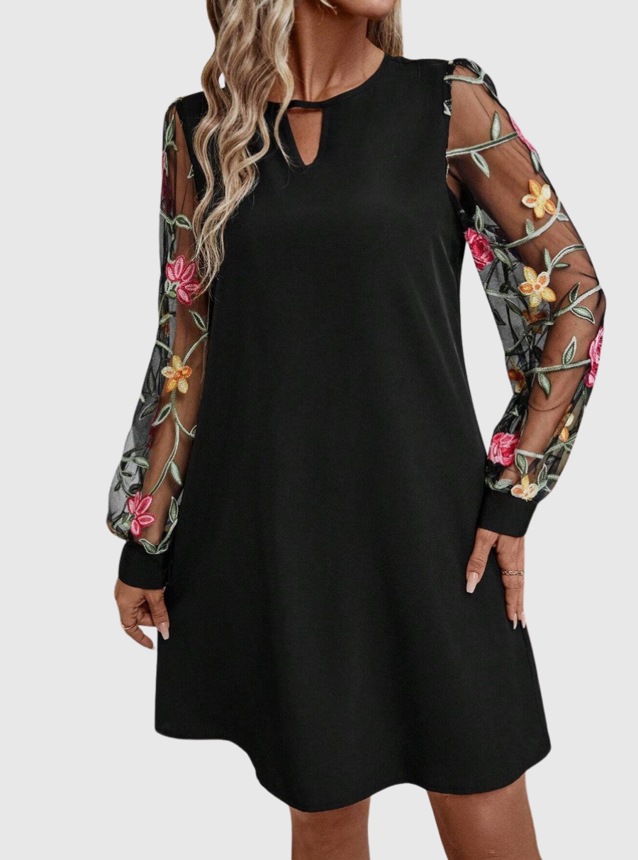 Jaia – Elegantes Minikleid mit Blumendruck und V-Ausschnitt