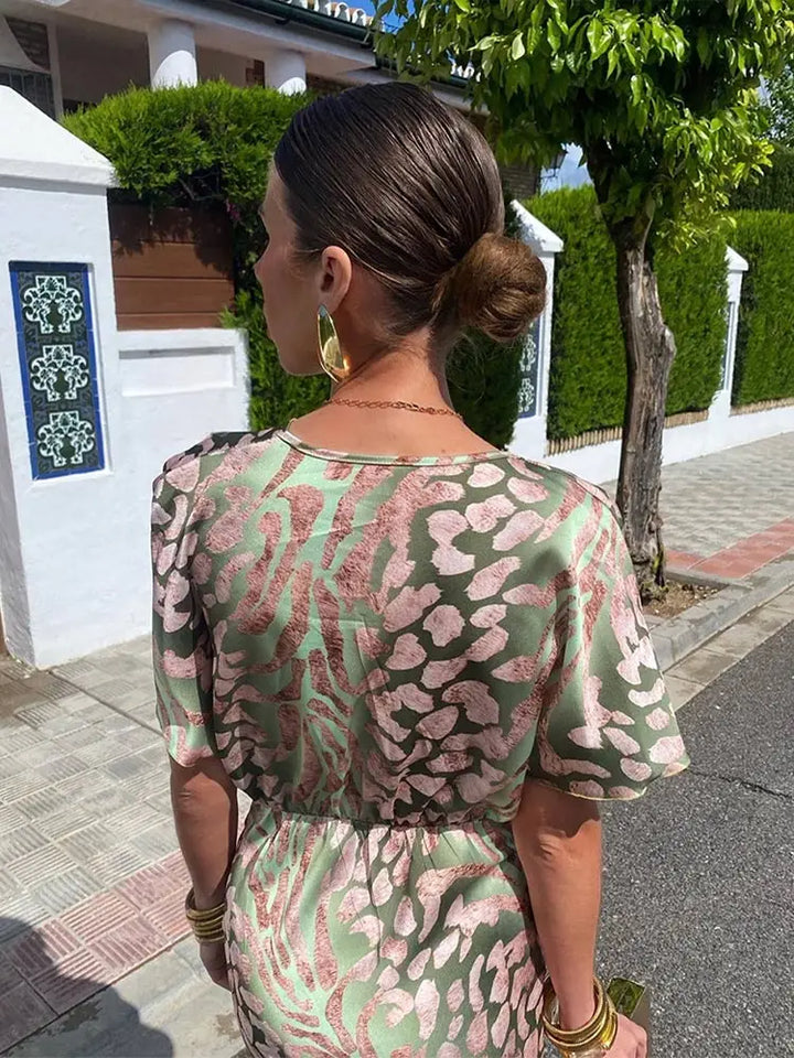 Ingrid - Kupferfarbenes Midikleid mit Knotendetail