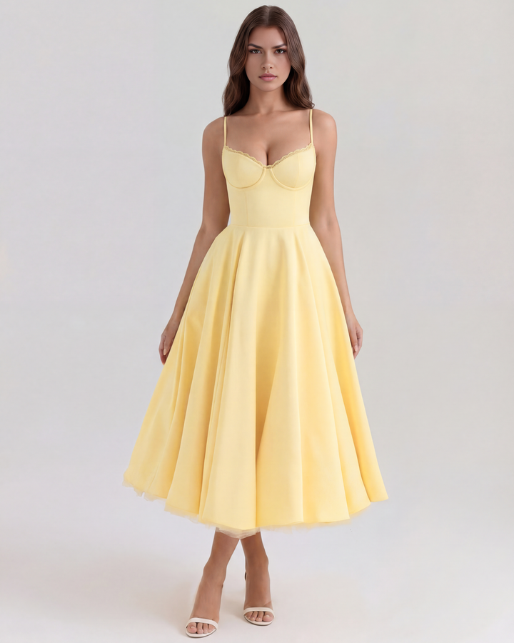 Celene – Midi-Kleid aus Satin mit Tüllrock