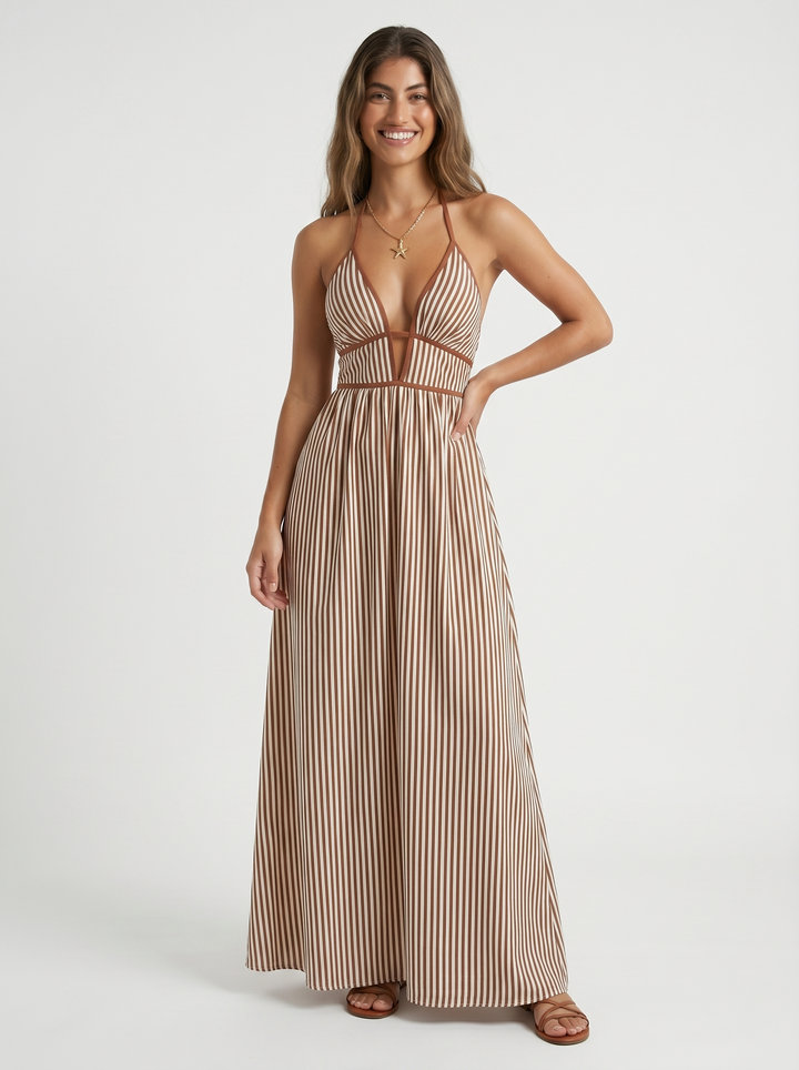 Pia – Fließendes Maxikleid mit Neckholder für den Sommer