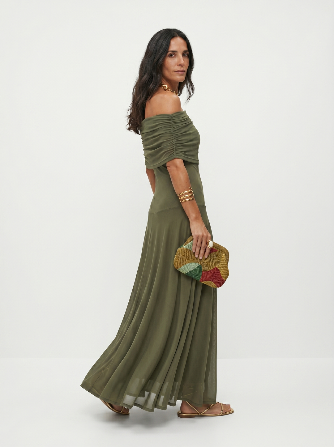 Mia – Elegantes schulterfreies Maxikleid