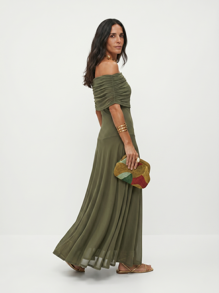 Mia – Elegantes schulterfreies Maxikleid