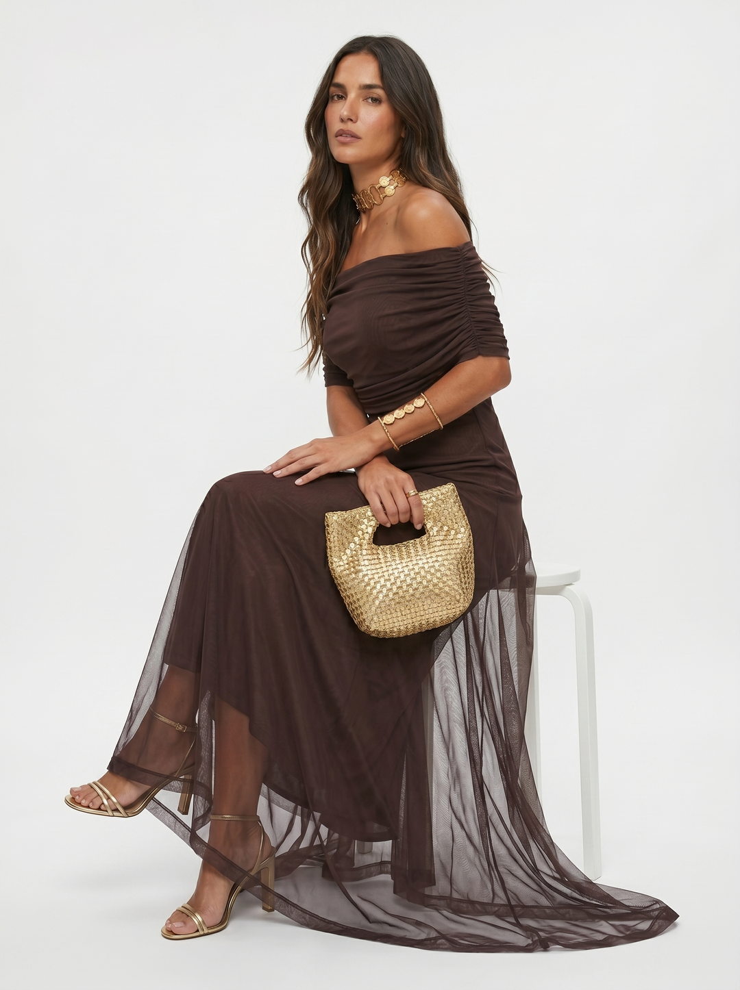 Mia – Elegantes schulterfreies Maxikleid