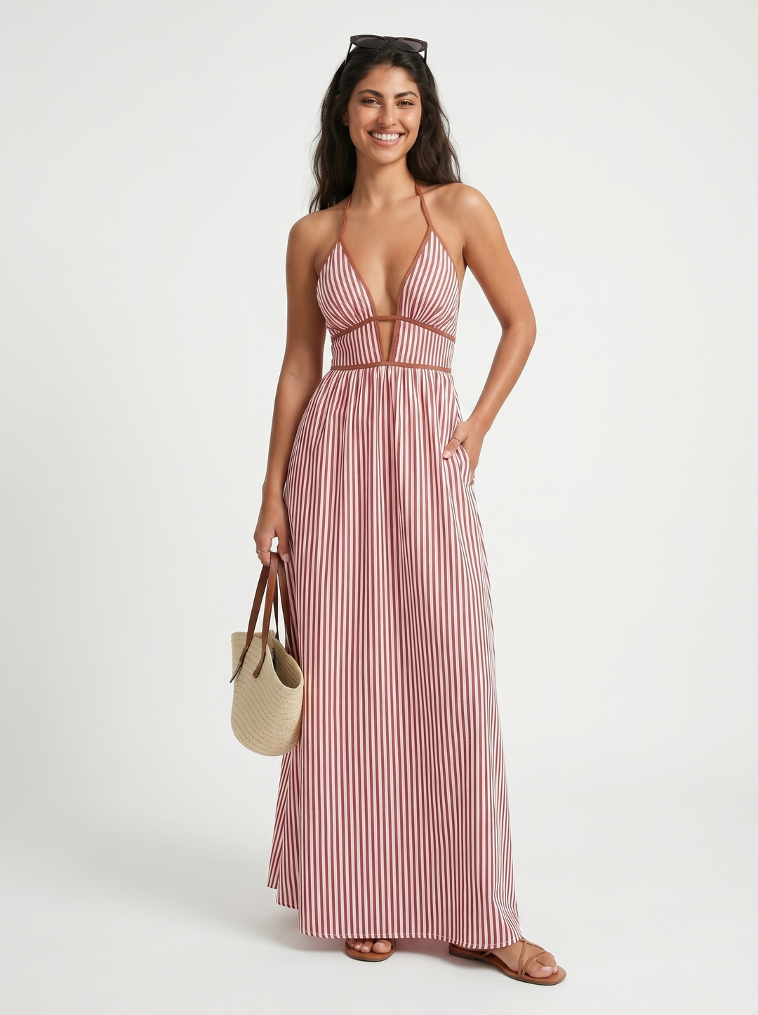 Pia – Fließendes Maxikleid mit Neckholder für den Sommer
