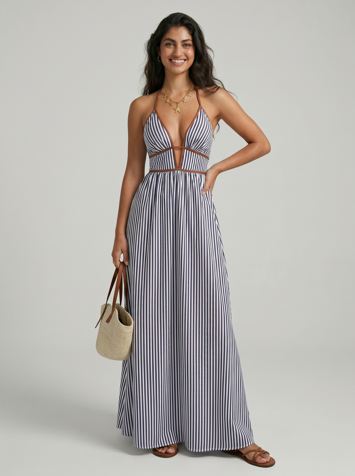 Pia – Fließendes Maxikleid mit Neckholder für den Sommer
