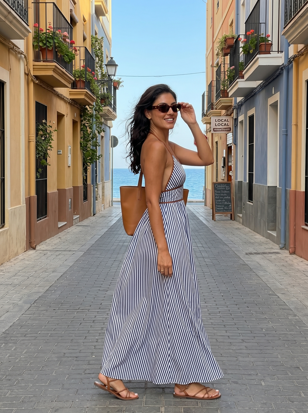 Pia – Fließendes Maxikleid mit Neckholder für den Sommer