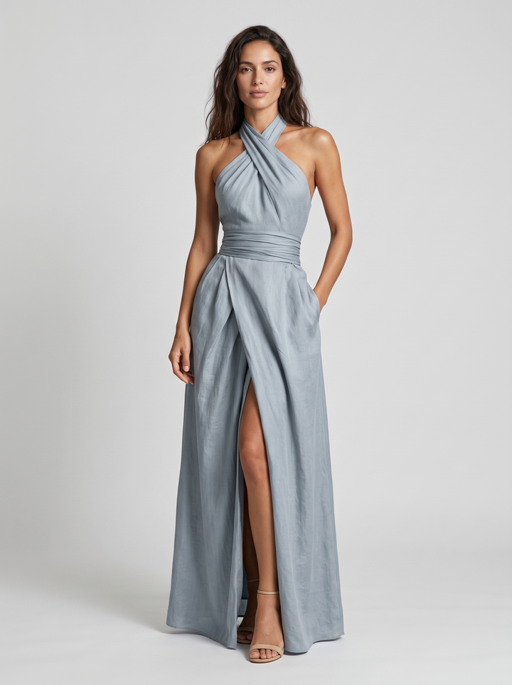 Norlene – Elegantes Neckholder-Maxikleid