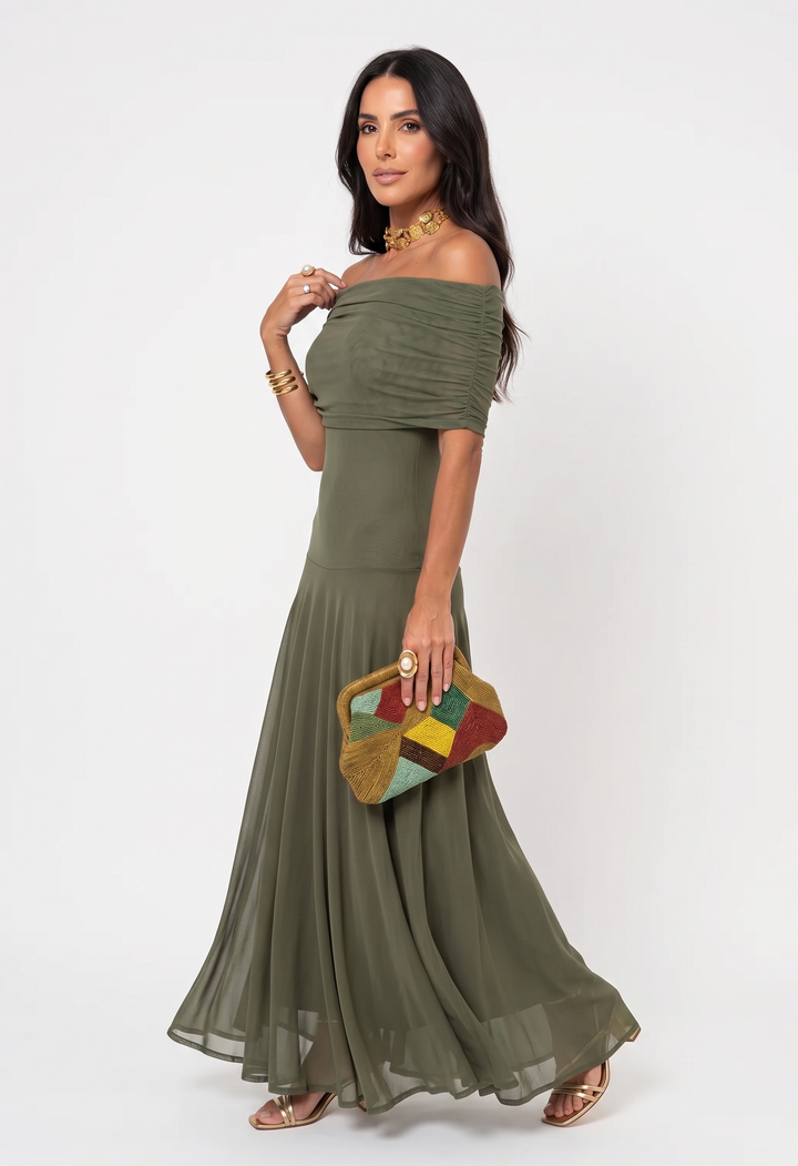 Mia – Elegantes schulterfreies Maxikleid